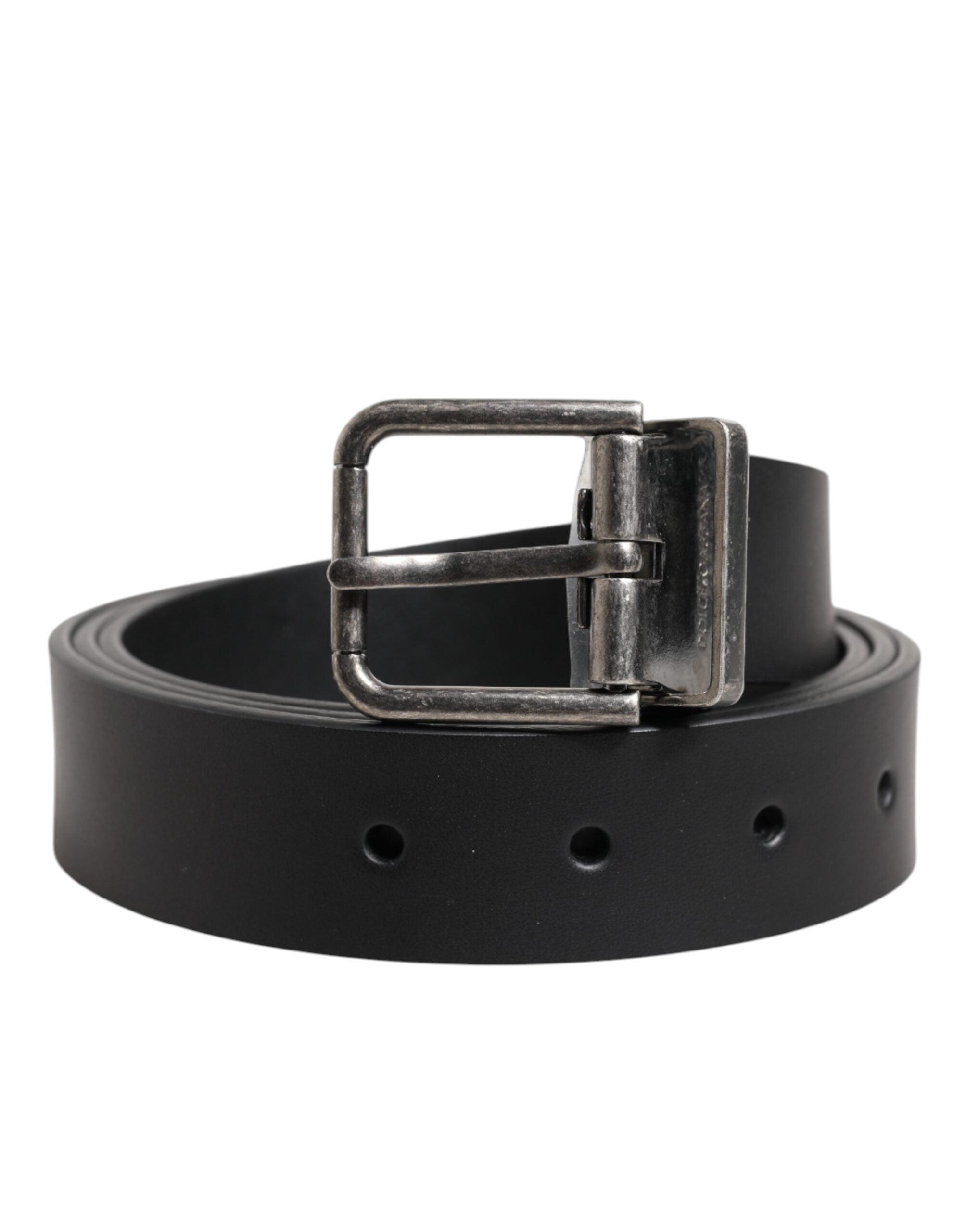 Dolce & Gabbana Black Classic Leather Metal Buckle Belt